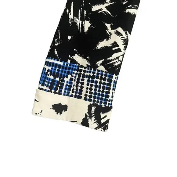 BCBG MaxAzria Womens Size Small White Black Blue Abstract Print 3/4 Sleeve Dress - Picture 4 of 6